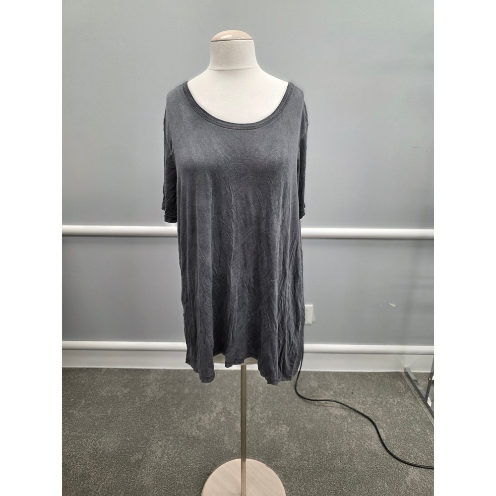 Avenue Womens Charcoal Gray Cutout Back Short Sleeve Tunic Top Size 22/24